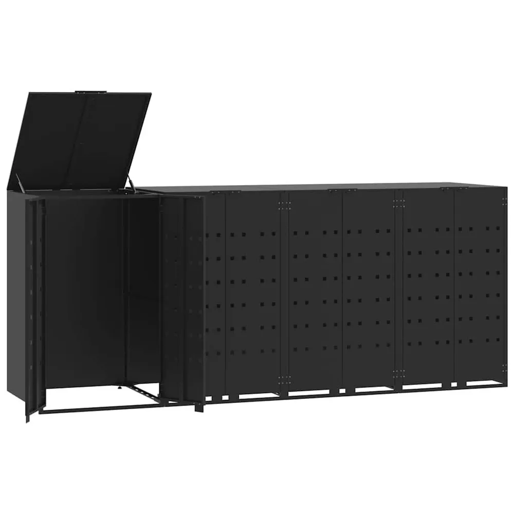 Abrigo para 4 caixotes do lixo 276x79x117 cm ço preto Design Slim