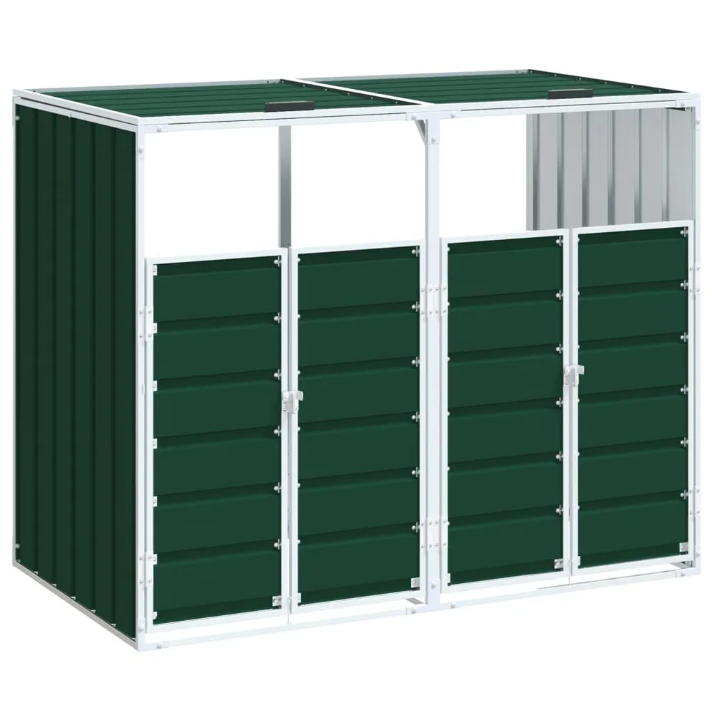 Contentor com rodas para dois caixotes lixo 144x81x113cm ço verde Empilhável
