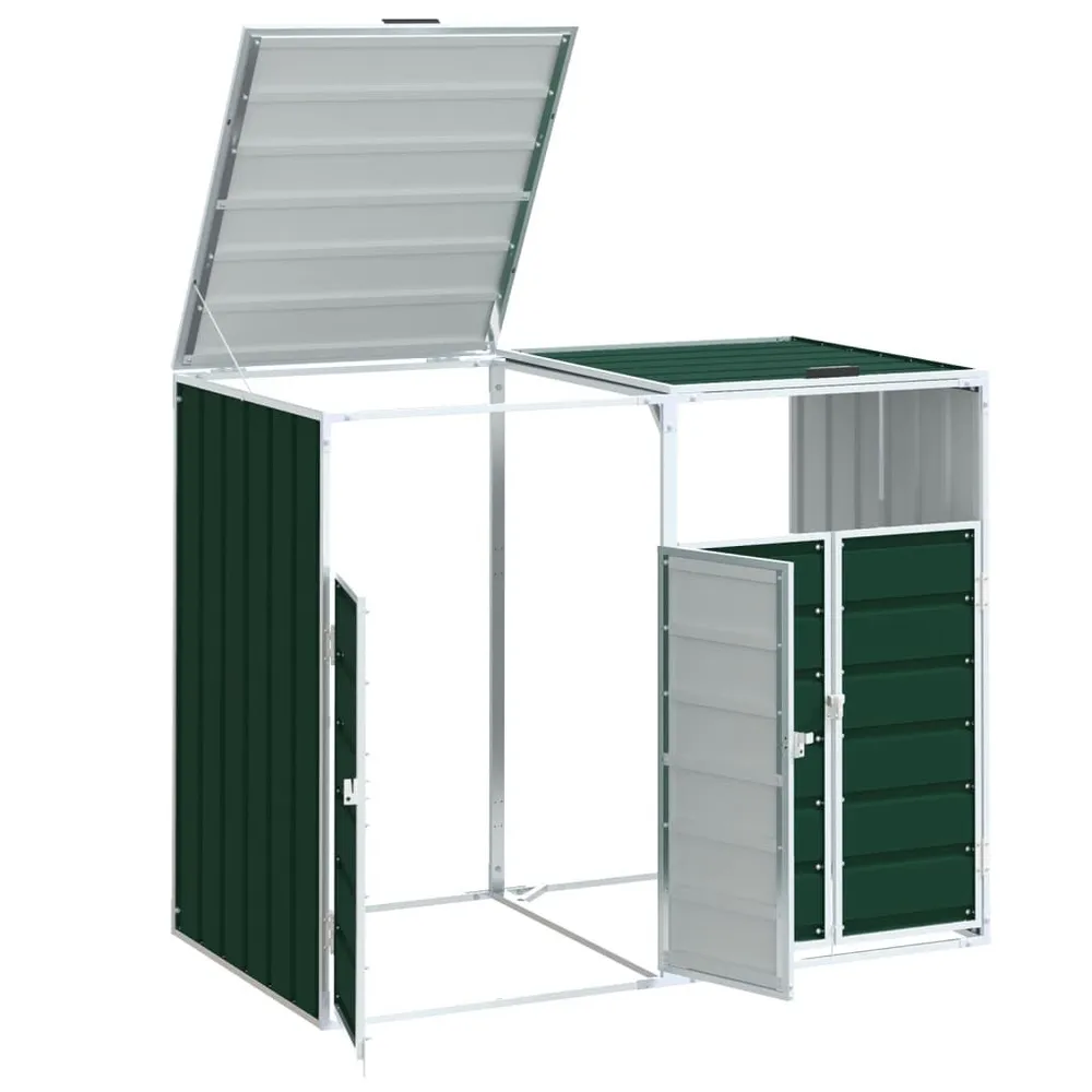 Contentor com rodas para dois caixotes lixo 144x81x113cm ço verde Empilhável