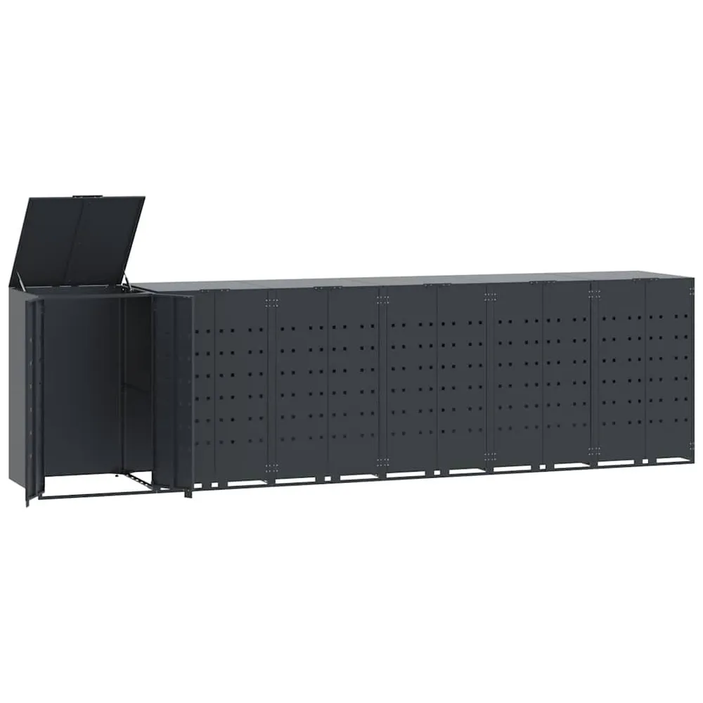 Contentor de Reciclagem Abrigo para 6 caixotes do lixo 414x79x117 cm ço antracite