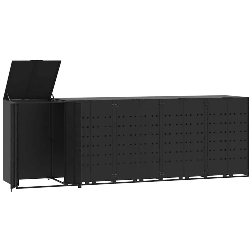 Lixeira para Cozinha Abrigo para 5 caixotes do lixo 345x79x117 cm ço preto