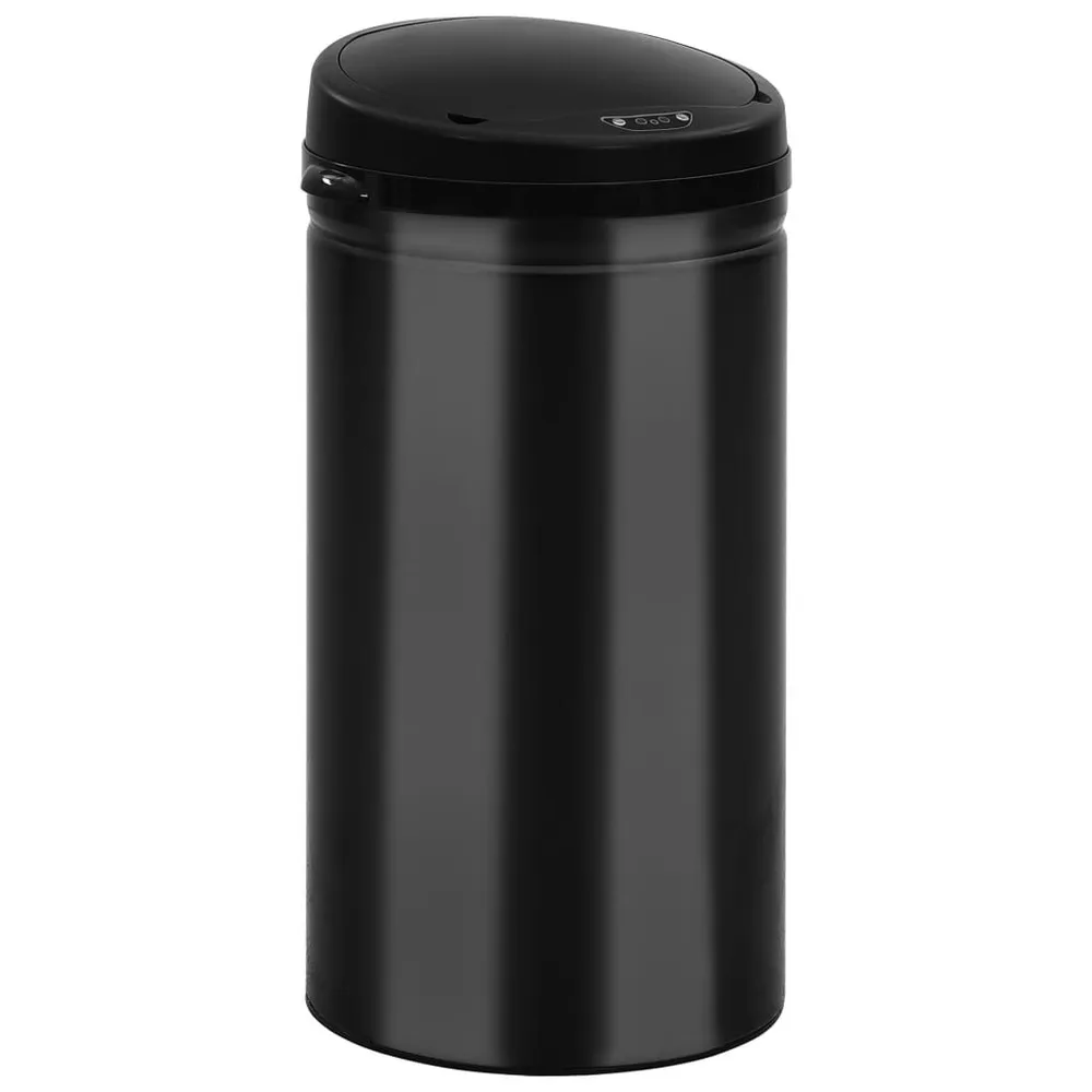 Caixote do lixo com sensor automático 50 L ço carbono preto Fácil Limpeza