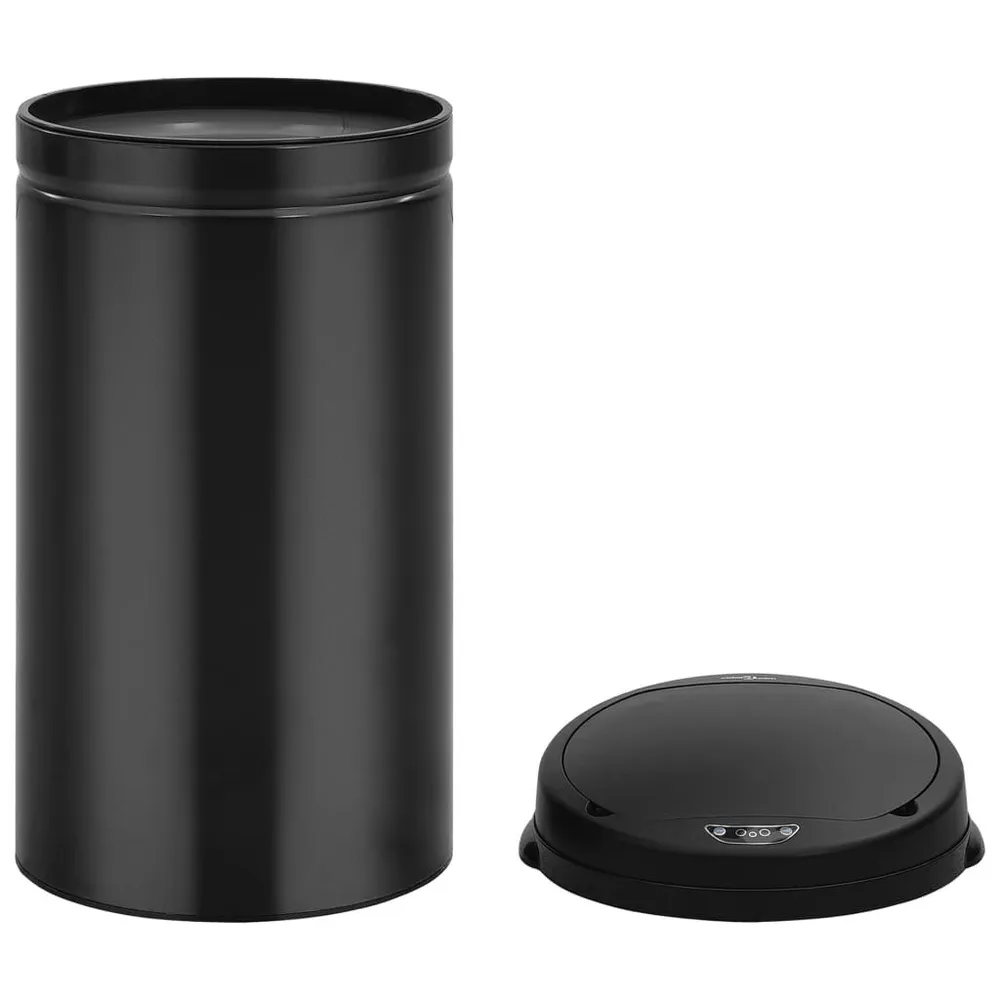 Caixote do lixo com sensor automático 50 L ço carbono preto Fácil Limpeza