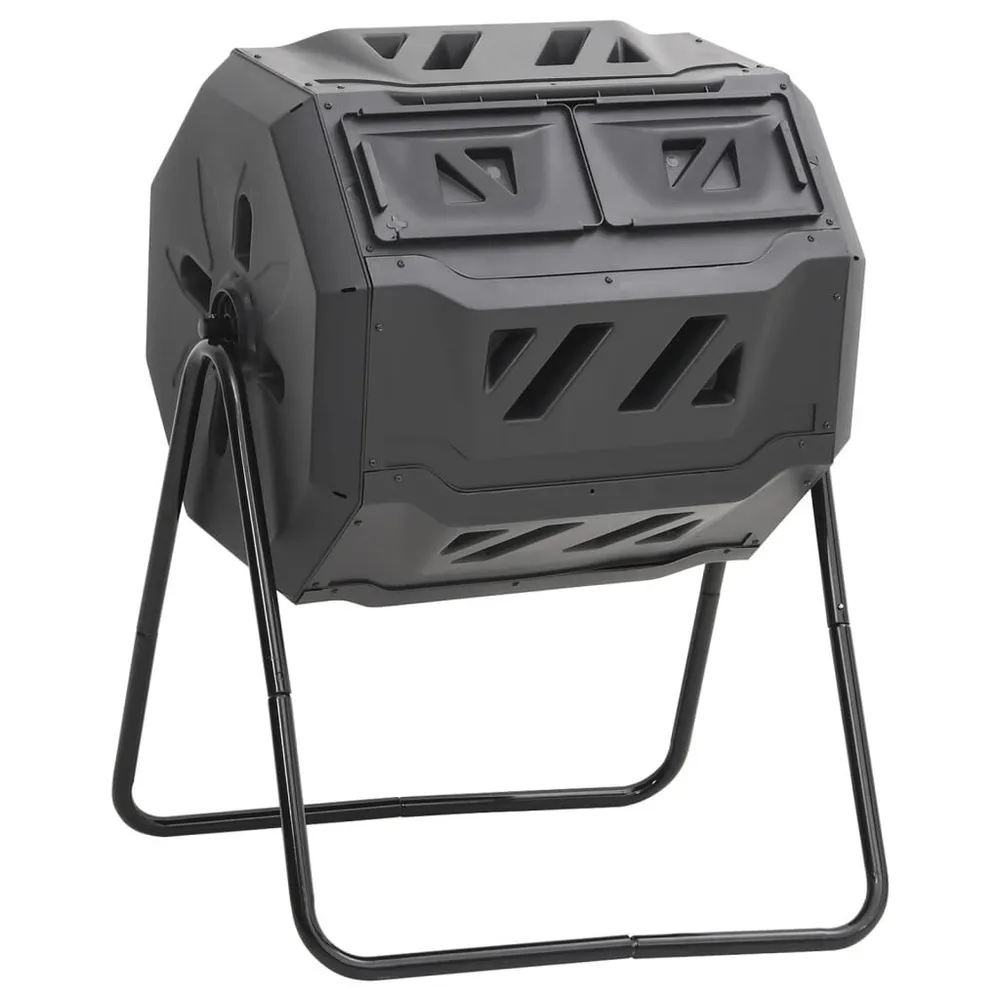 Caixote de compostagem para jardim 73x64x95 cm 160 L preto Fácil Limpeza