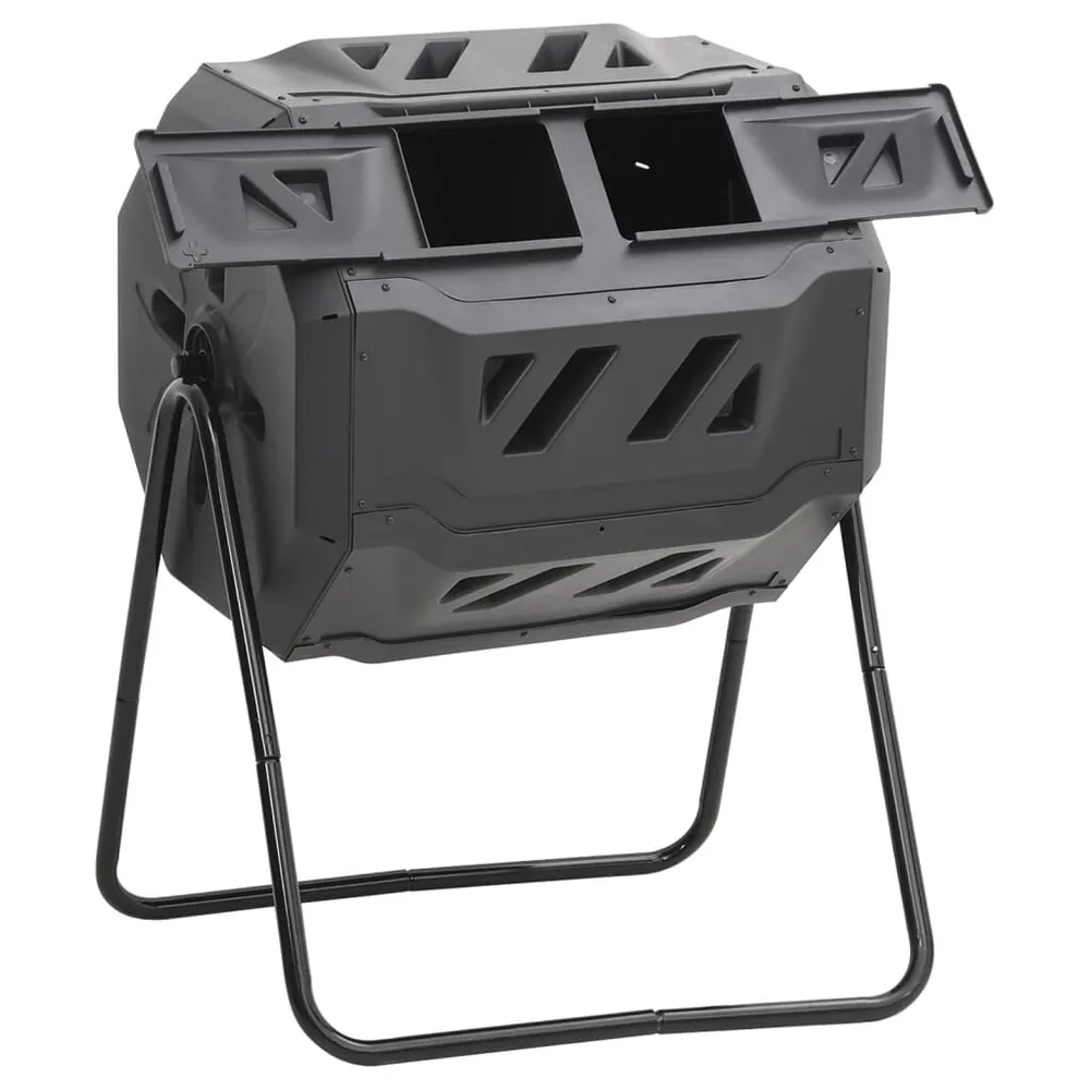 Caixote de compostagem para jardim 73x64x95 cm 160 L preto Fácil Limpeza