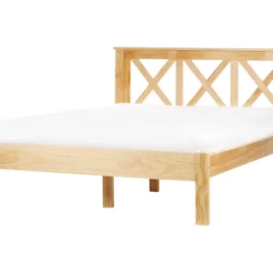 Cama de casal em madeira clara 140 x 200 cm TANNAY para Organização de Roupas