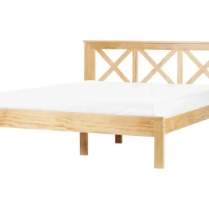 Cama de casal em madeira clara 160 x 200 cm TANNAY com Gavetas de Armazenamento