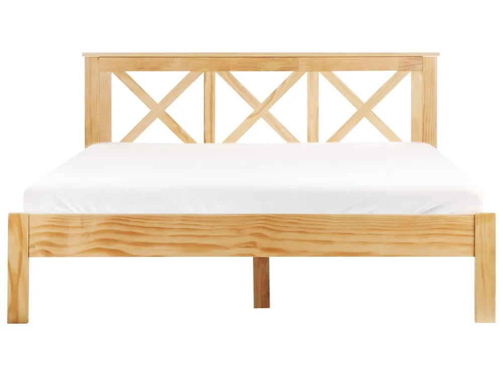 Cama de casal em madeira clara 160 x 200 cm TANNAY com Gavetas de Armazenamento