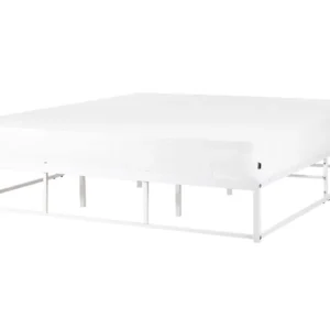 Cama de casal em metálico branco 180 x 200 cm VIRY com Colchão Incluso