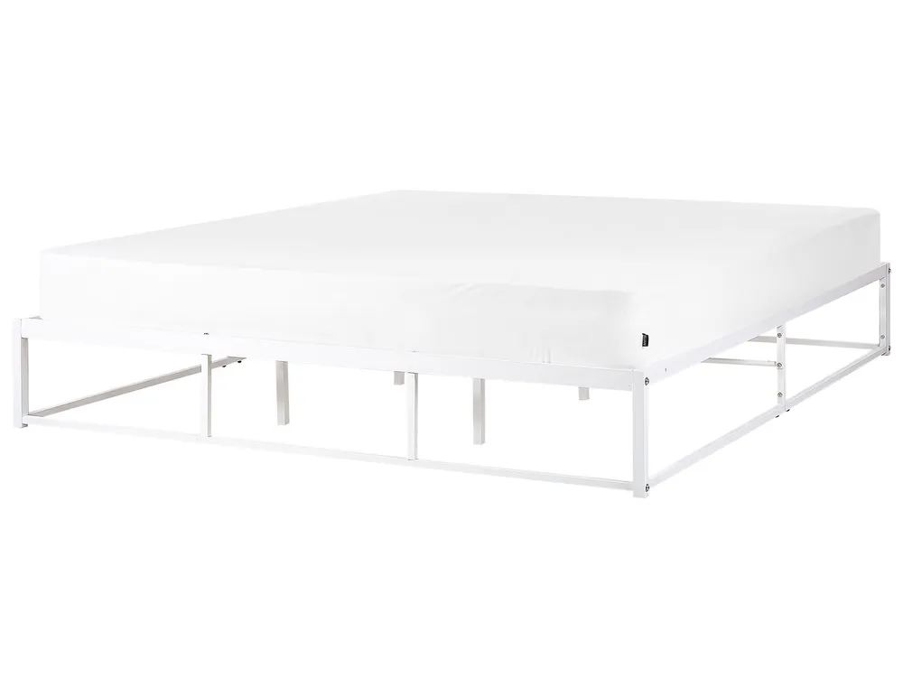 Cama de casal em metálico branco 180 x 200 cm VIRY com Colchão Incluso