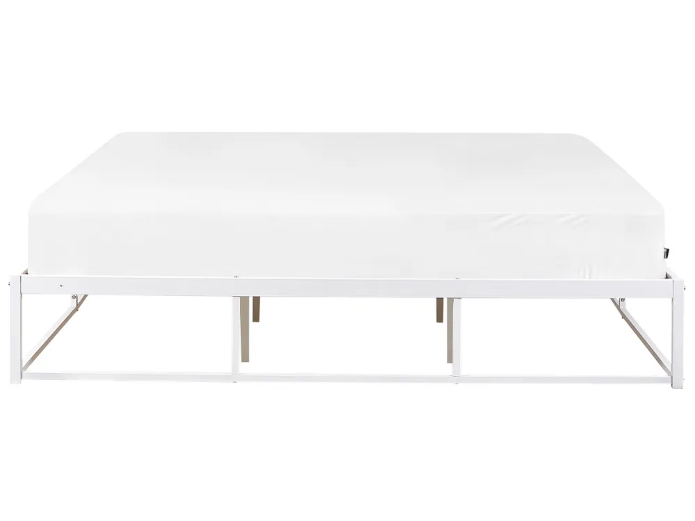 Cama de casal em metálico branco 180 x 200 cm VIRY com Colchão Incluso