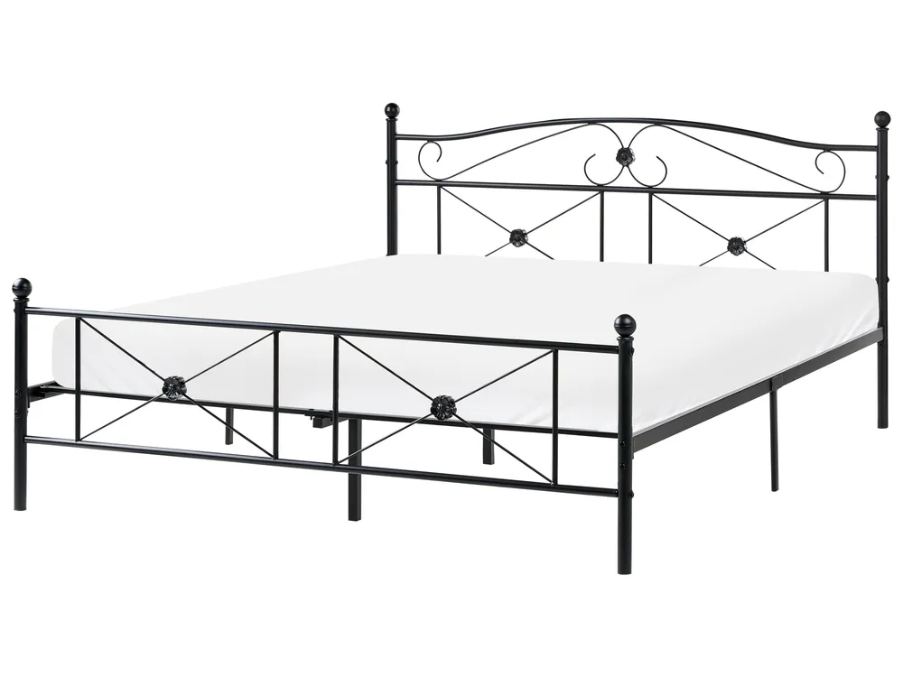 Cama de casal em metálico preto 160 x 200 cm RODEZ