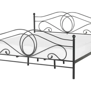 Cama de casal em metálico preto 180 x 200 cm LYRA