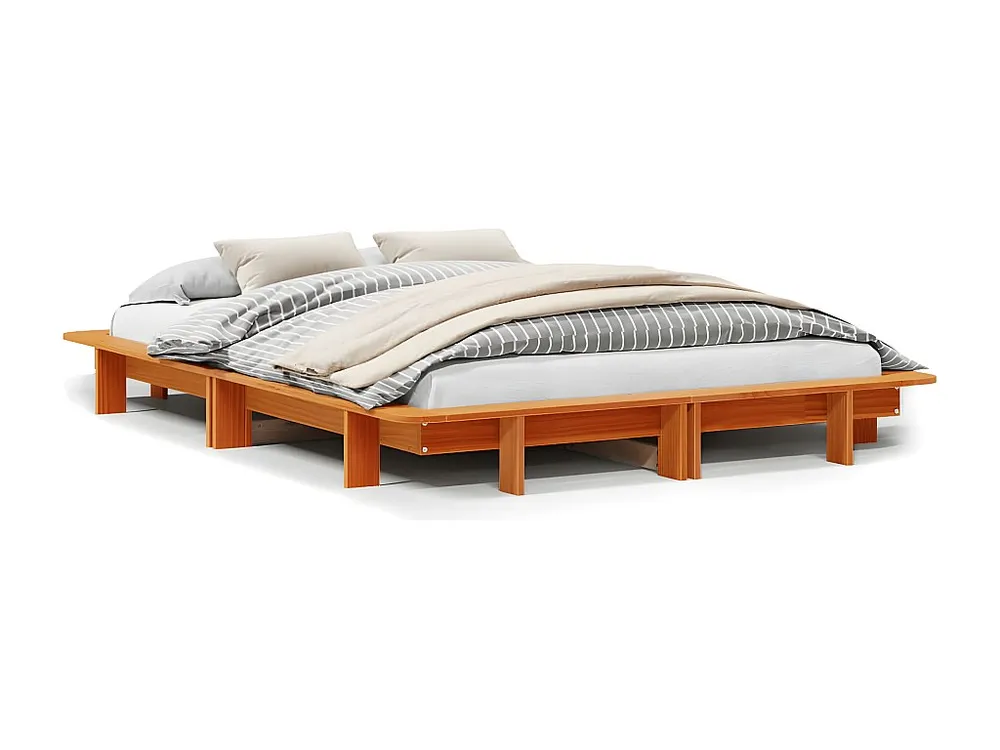 Cama sem colchão 140x190 cm pinho maciço castanho-mel