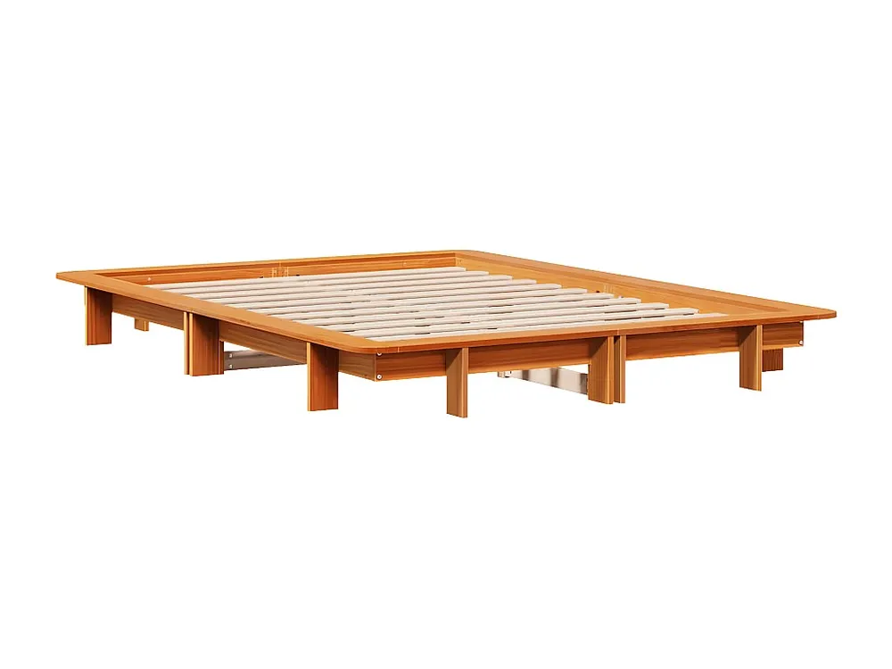 Cama sem colchão 140x190 cm pinho maciço castanho-mel