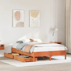 Cama sem colchão 140x190 cm pinho maciço castanho-mel