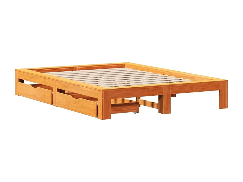 Cama sem colchão 140x190 cm pinho maciço castanho-mel