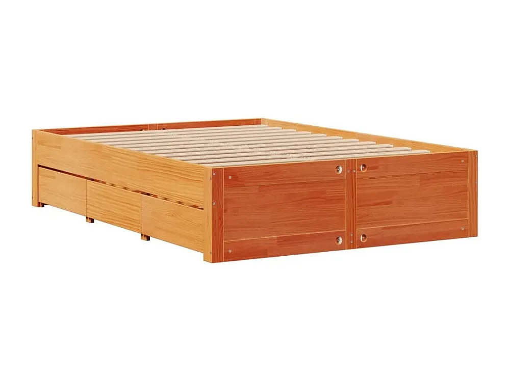 Cama sem colchão com gavetas madeira pinho maciç castanho-mel