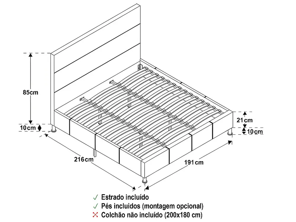 Cama Starlight (Branco)(200×180 cm)