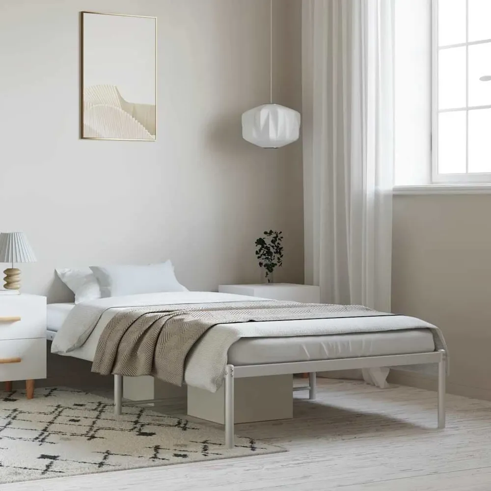 Estrutura de cama 100x190 cm metálico branco
