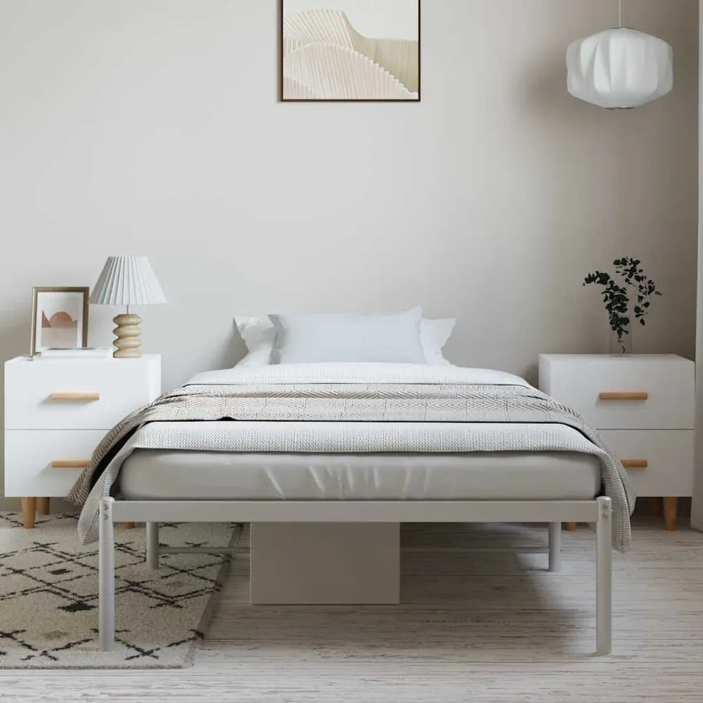 Estrutura de cama 100x190 cm metálico branco