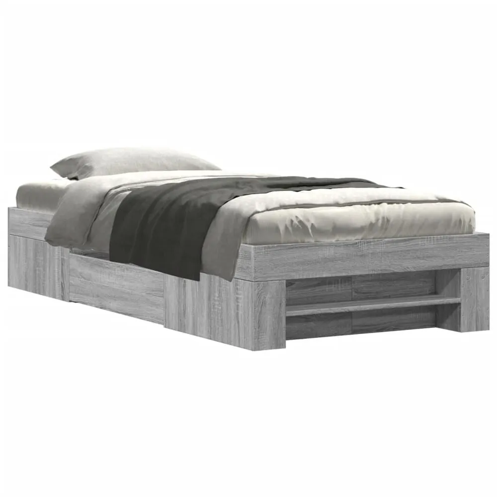 Estrutura cama 100x200 cm derivados de madeira cinzento sonoma