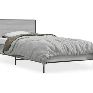 Estrutura cama 100x200 cm derivados madeira/metal cinza sonoma