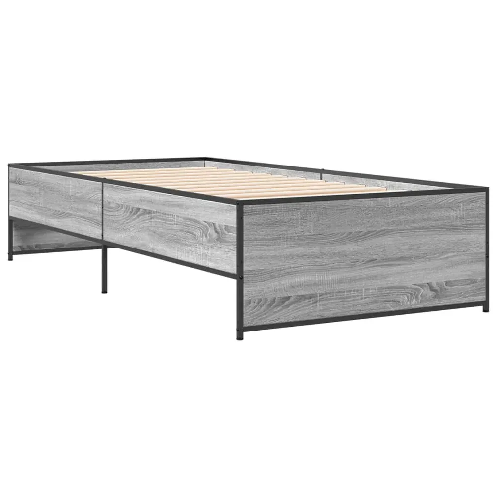 Estrutura cama 100x200 cm derivados madeira/metal cinza sonoma