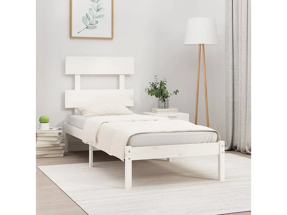 Estrutura de cama 100x200 cm madeira maciç branco