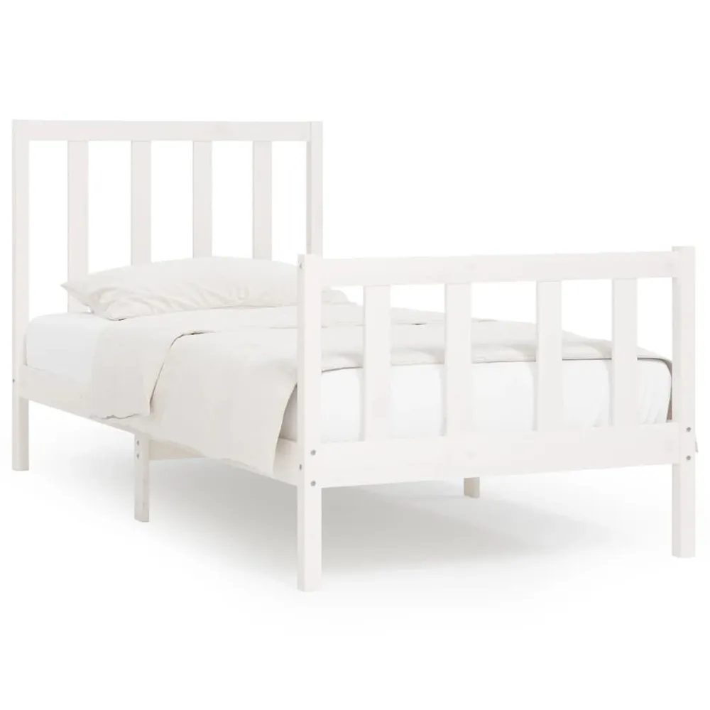 Estrutura de cama 100x200 cm madeira maciç branco