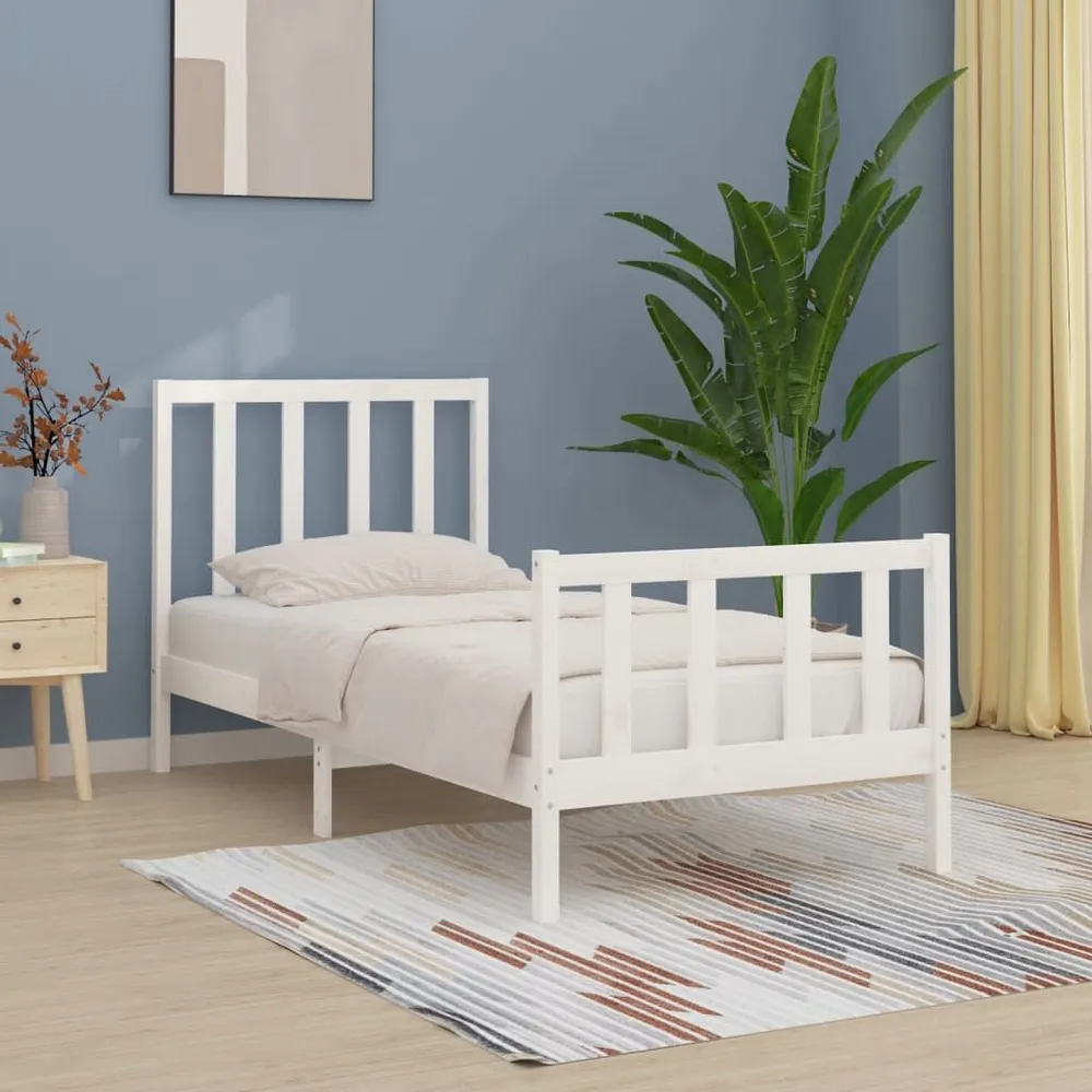 Estrutura de cama 100x200 cm madeira maciç branco