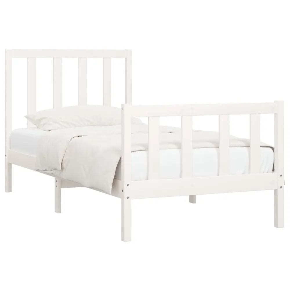Estrutura de cama 100x200 cm madeira maciç branco