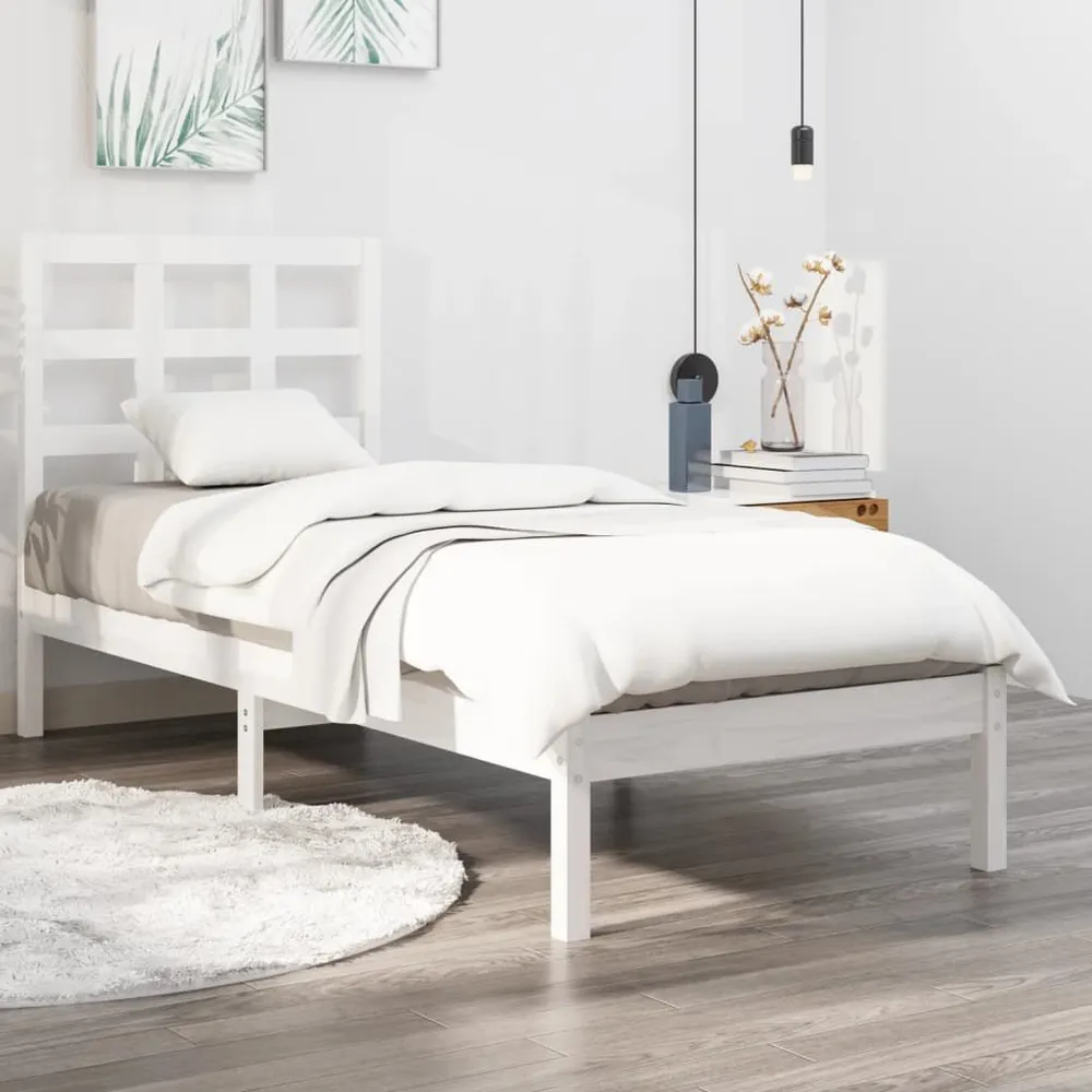 Estrutura de cama 100x200 cm madeira maciç branco