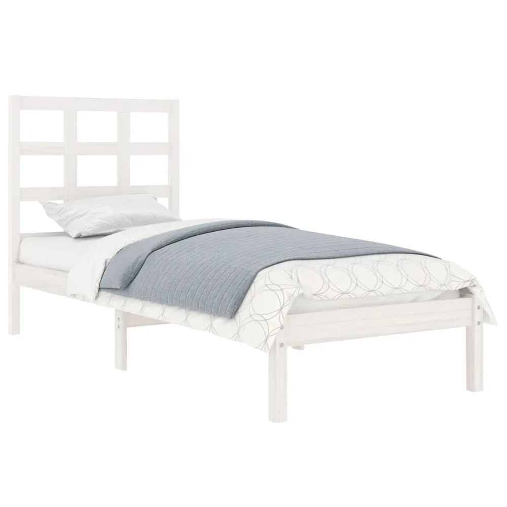 Estrutura de cama 100x200 cm madeira maciç branco