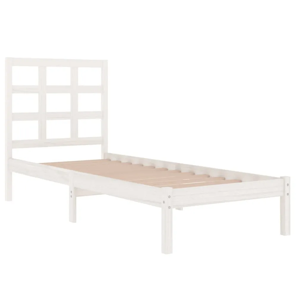 Estrutura de cama 100x200 cm madeira maciç branco