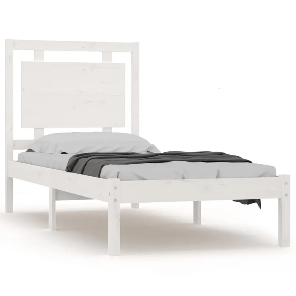 Estrutura de cama 100x200 cm madeira maciç branco