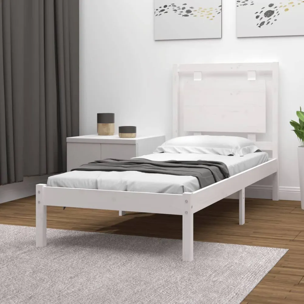 Estrutura de cama 100x200 cm madeira maciç branco