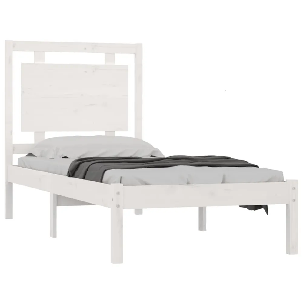 Estrutura de cama 100x200 cm madeira maciç branco