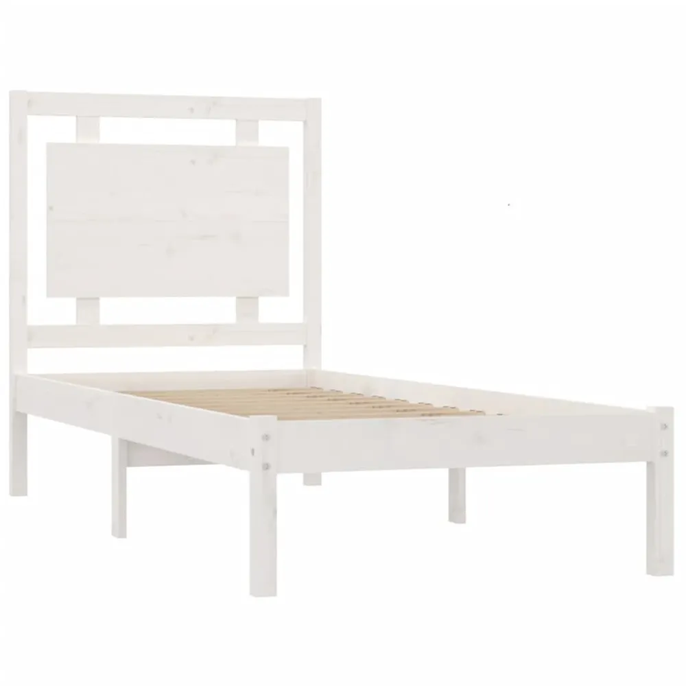 Estrutura de cama 100x200 cm madeira maciç branco