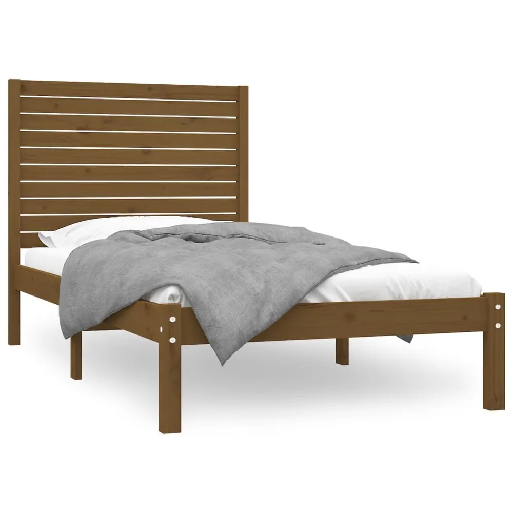 Estrutura de cama 100x200 cm madeira maciç castanho mel