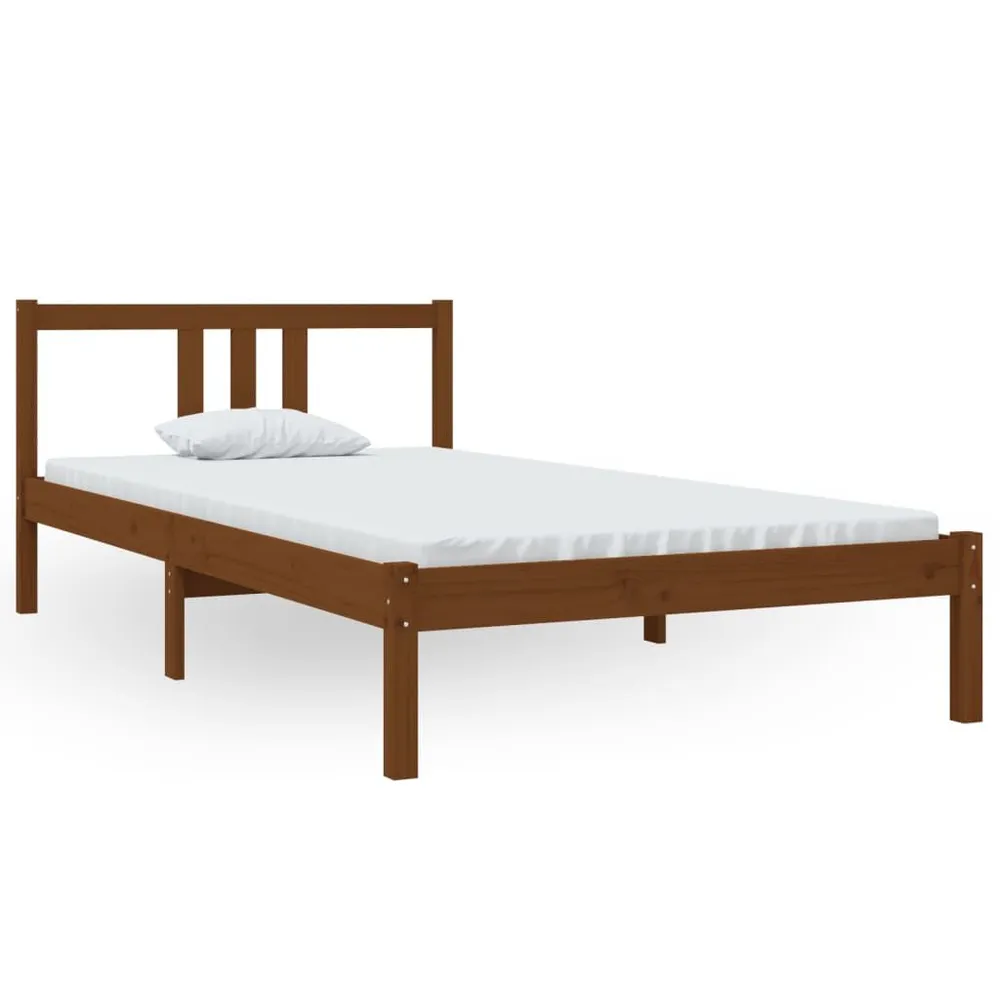 Estrutura de cama 100x200 cm madeira maciç castanho mel