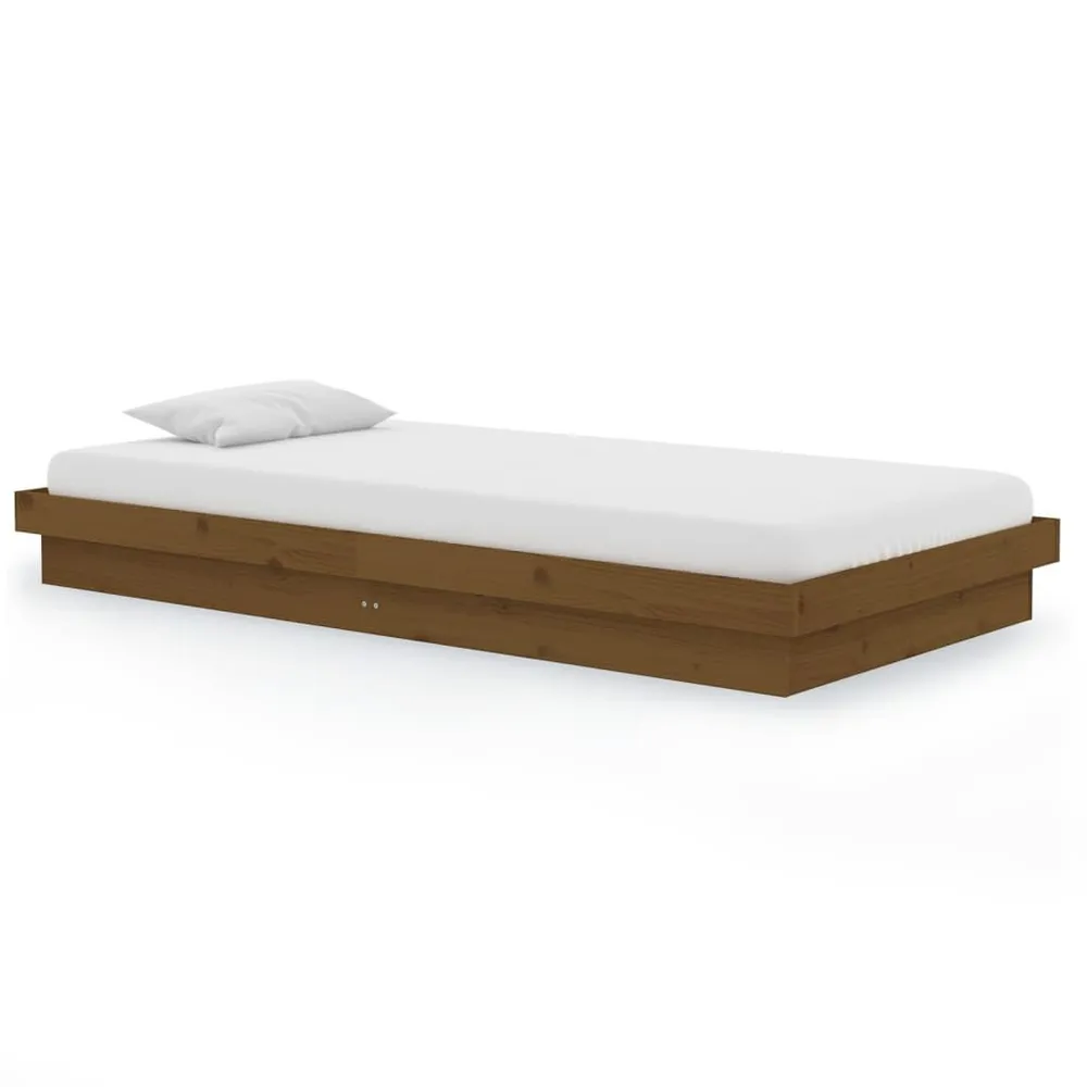 Estrutura de cama 100x200 cm madeira maciç castanho mel