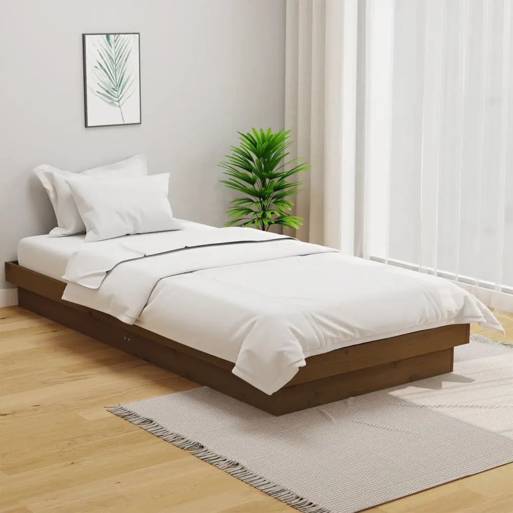 Estrutura de cama 100x200 cm madeira maciç castanho mel