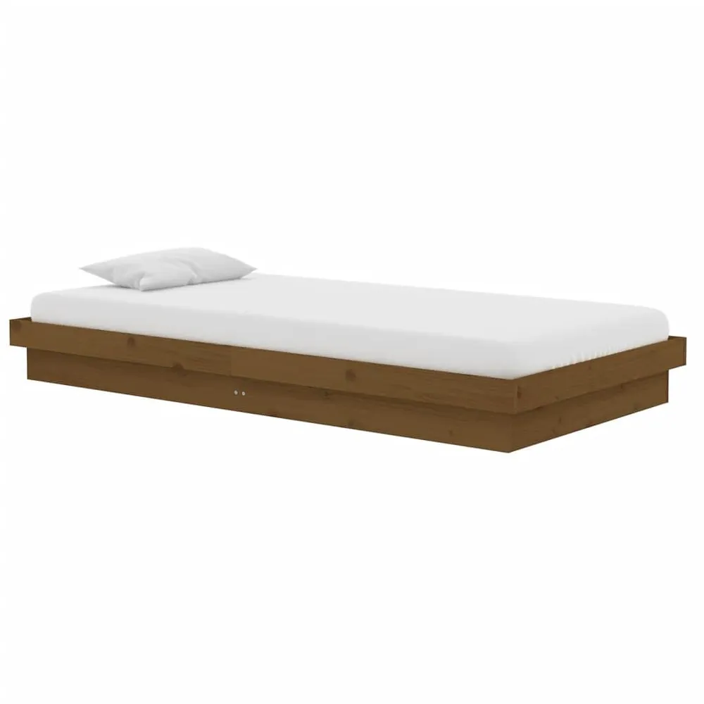 Estrutura de cama 100x200 cm madeira maciç castanho mel