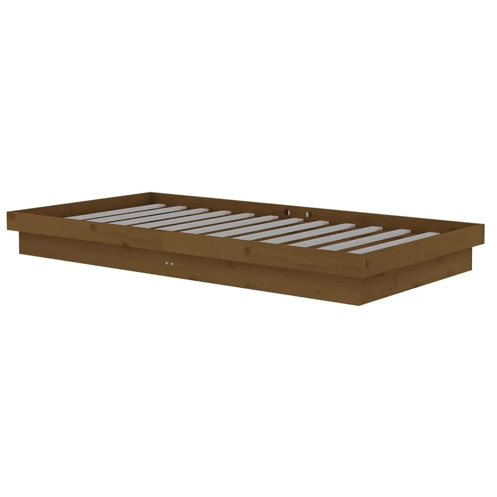 Estrutura de cama 100x200 cm madeira maciç castanho mel