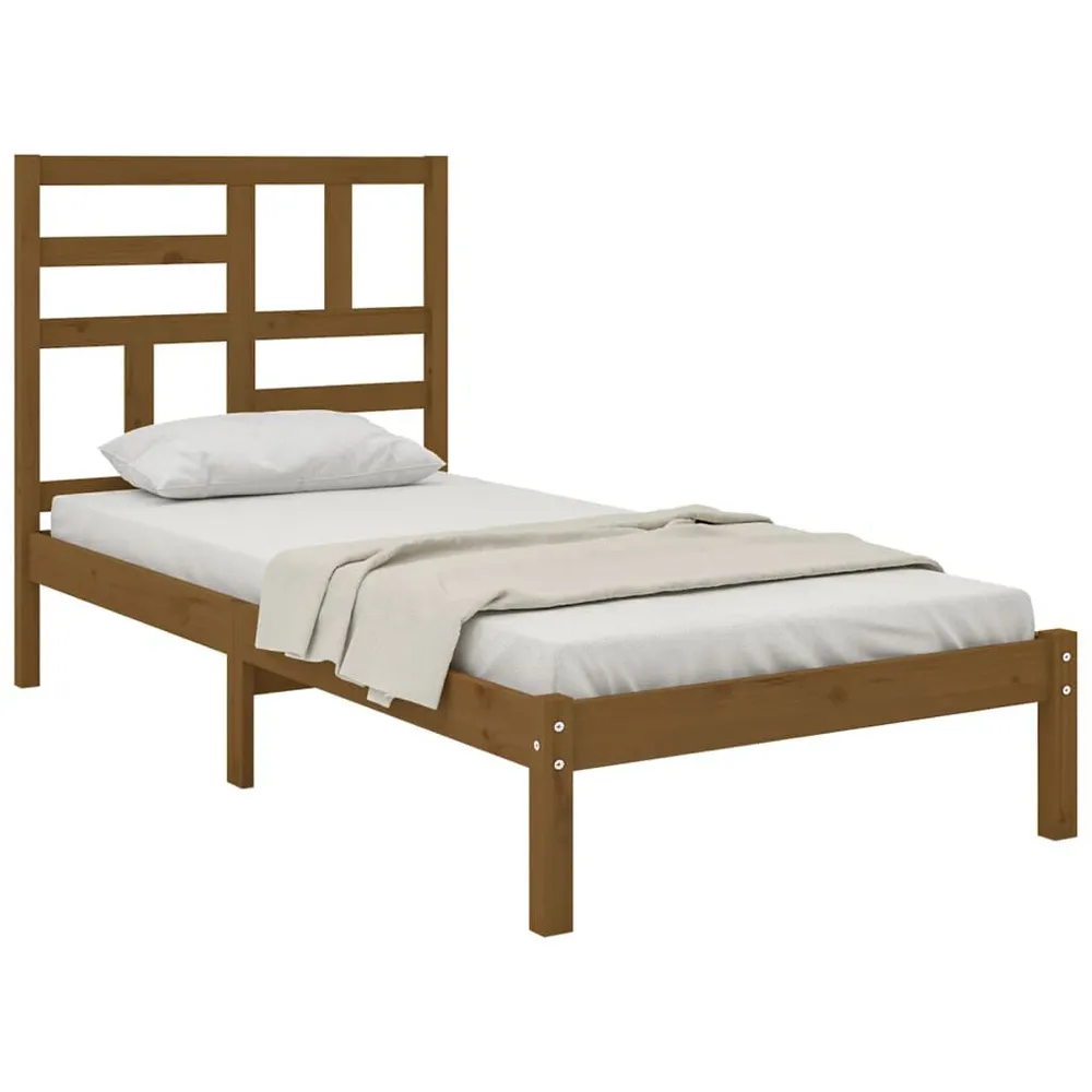 Estrutura de cama 100x200 cm madeira maciç castanho mel