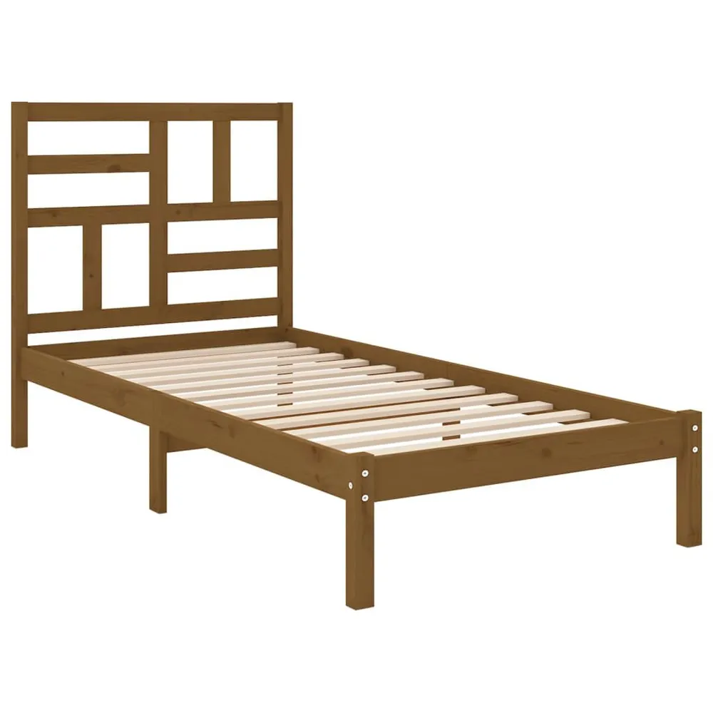 Estrutura de cama 100x200 cm madeira maciç castanho mel