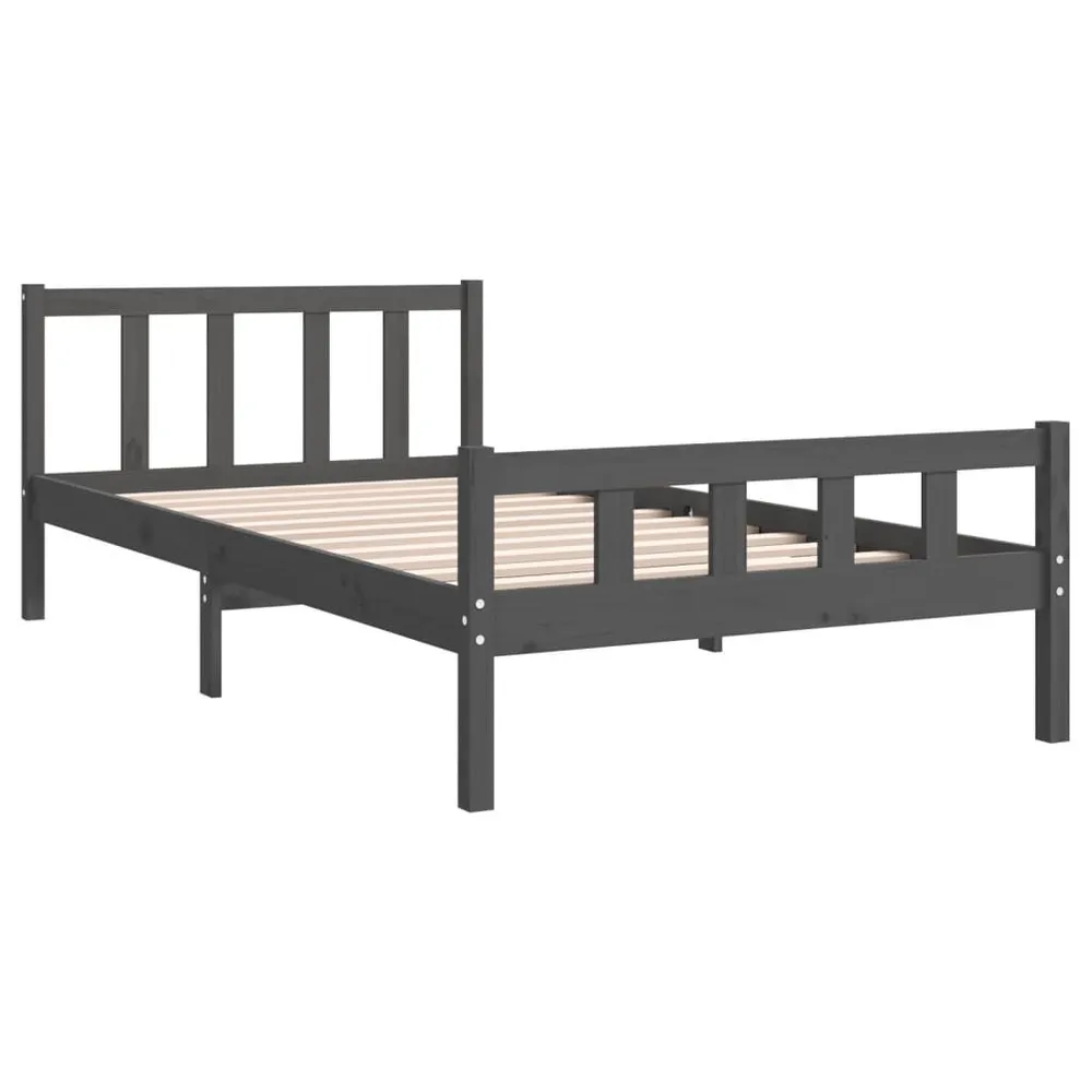 Estrutura de cama 100x200 cm madeira maciç cinzento