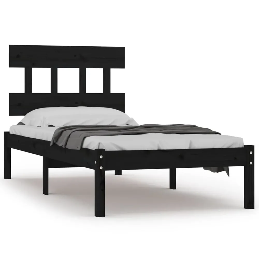 Estrutura de cama 100x200 cm madeira maciç preto