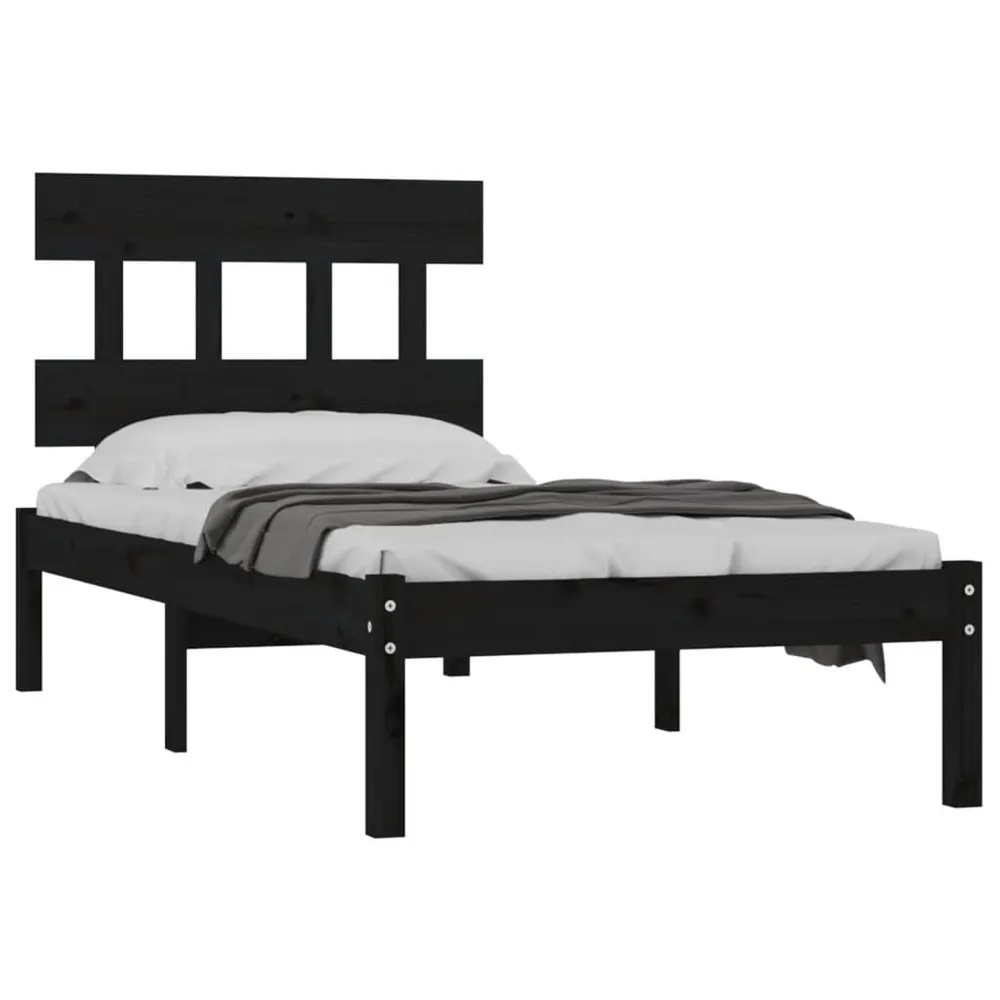 Estrutura de cama 100x200 cm madeira maciç preto
